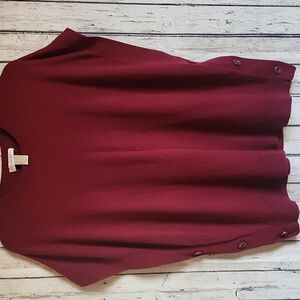 Christopher & Banks Maroon Knit Poncho Vest - Side Button Detail - Size S/M